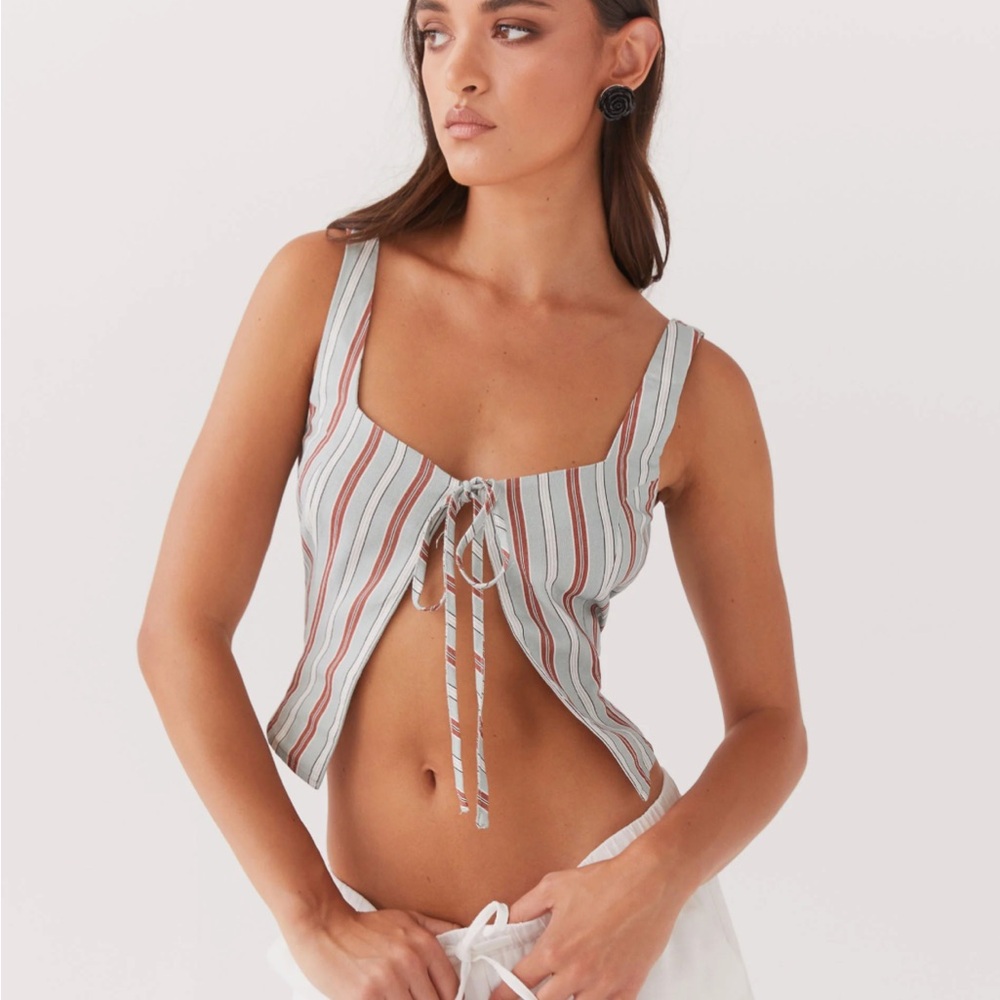Striped Lace-Up Crop Top
